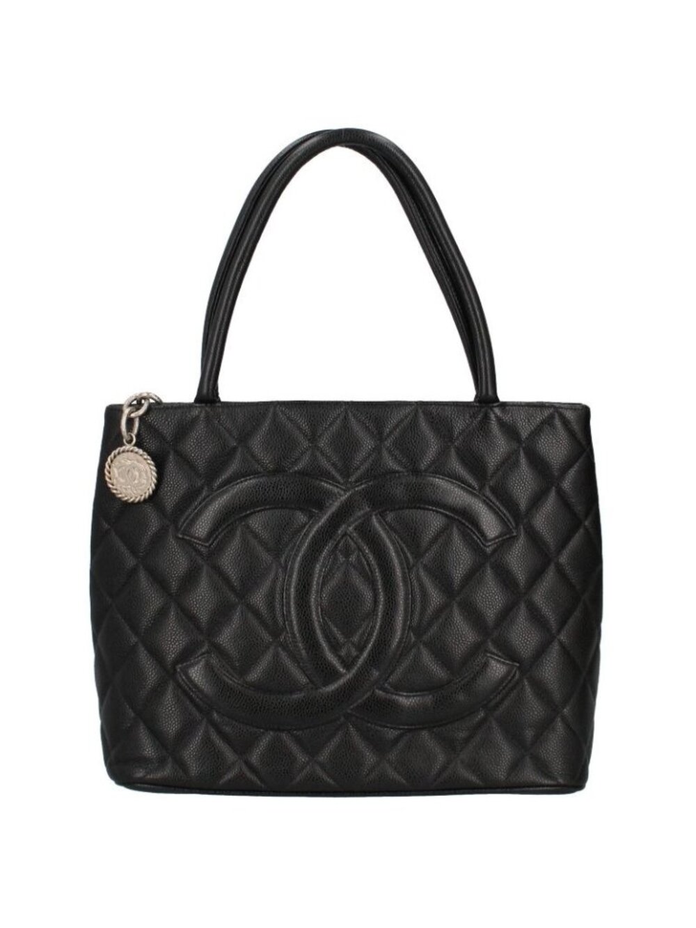 Chanel Medallion Tote Caviar Leather Handbag Black